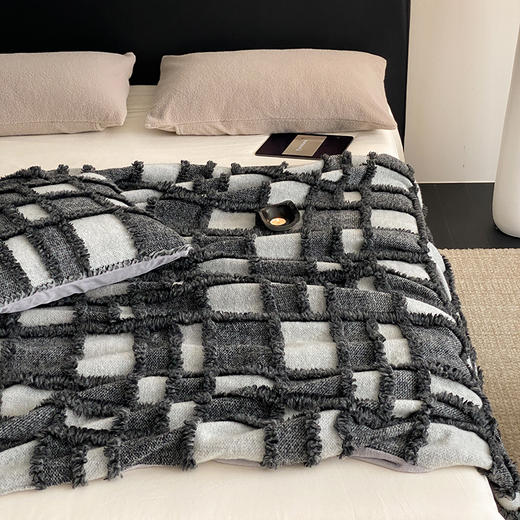 自然醒洛德瑞毛毯高端格子拼接羊绒呢料绒毯可机洗沙发休闲盖毯办公室膝盖毯MT 商品图10