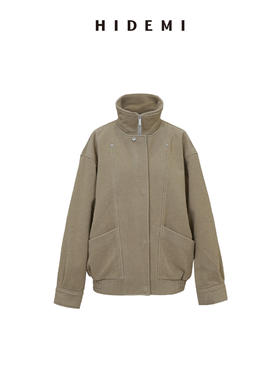 HIDEMI 假两件拉链式立领口袋飞行员设计感夹克外套大衣
