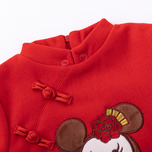 迪士尼童装 女童套装中国风公主裙新年装加厚加绒保暖拜年服冬季214T1286 商品图6