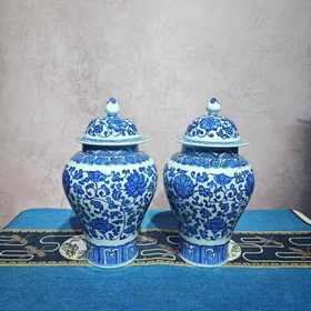 青花缠枝莲将军罐