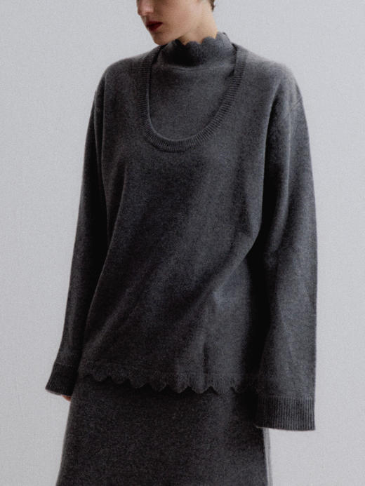 VC｜AW24086 Darsia oversized sweater 针织 [ 灰 / 白 ] 商品图1