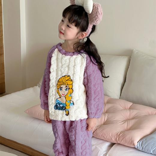 🌈【品牌直发】上衣+裤子速抢59.9❗【三枪&Disney迪士尼联名款儿童插肩袖轻奢睡衣套装】，💥⁭软糯糯的，⁫好暖和❗ ✅100%⁥聚酯纤维面料，⁭随便洗，不变形 商品图2
