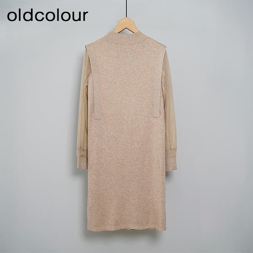 oldcolour秋冬季气质通勤设计感拼接毛织连衣裙假两件GN31106856 商品图1