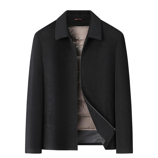 【100%羊毛】【可脱卸鹅绒内胆】【新款DLC】大依优型品质双面呢羊毛呢翻领外套商务夹克男宽松加肥加大码上衣胖子正装休闲 商品图2