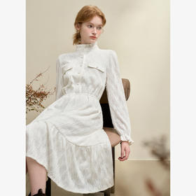 法式浪漫氛围感气质长袖连衣裙女秋季木耳边连衣裙V4243202
