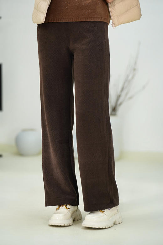 咖M1 臣禾鱼骨纹休闲裤松紧腰JZ244060121 商品图1