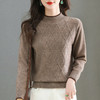 CC-101-98972半高领提花女士慵懒针织衫秋冬新款宽松厚款保暖内搭套头打底毛衣 商品缩略图0