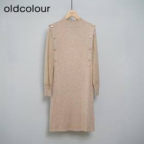 oldcolour秋冬季气质通勤设计感拼接毛织连衣裙假两件GN31106856