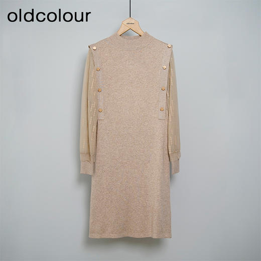 oldcolour秋冬季气质通勤设计感拼接毛织连衣裙假两件GN31106856 商品图0