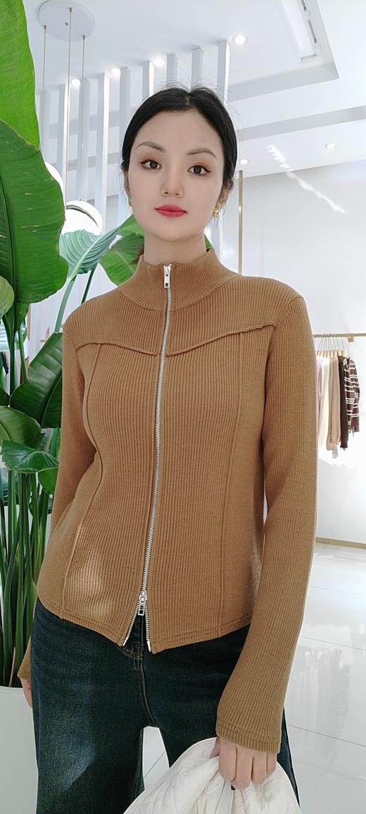 482423秋冬款 双头拉链针织毛衣开衫外套 白色/灰色 商品图1