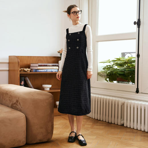 OLrain欧芮儿法式黑色连衣裙女秋季2024年新款赫本风无袖背心裙 商品图0