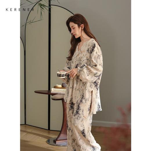 【可人儿&幽兰】秋冬金丝绒睡衣女秋款民族风长袖开衫薄款家居服 商品图1