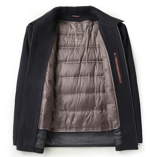 【100%羊毛】【可脱卸鹅绒内胆】【新款DLC】大依优型品质双面呢羊毛呢翻领外套商务夹克男宽松加肥加大码上衣胖子正装休闲 商品图6