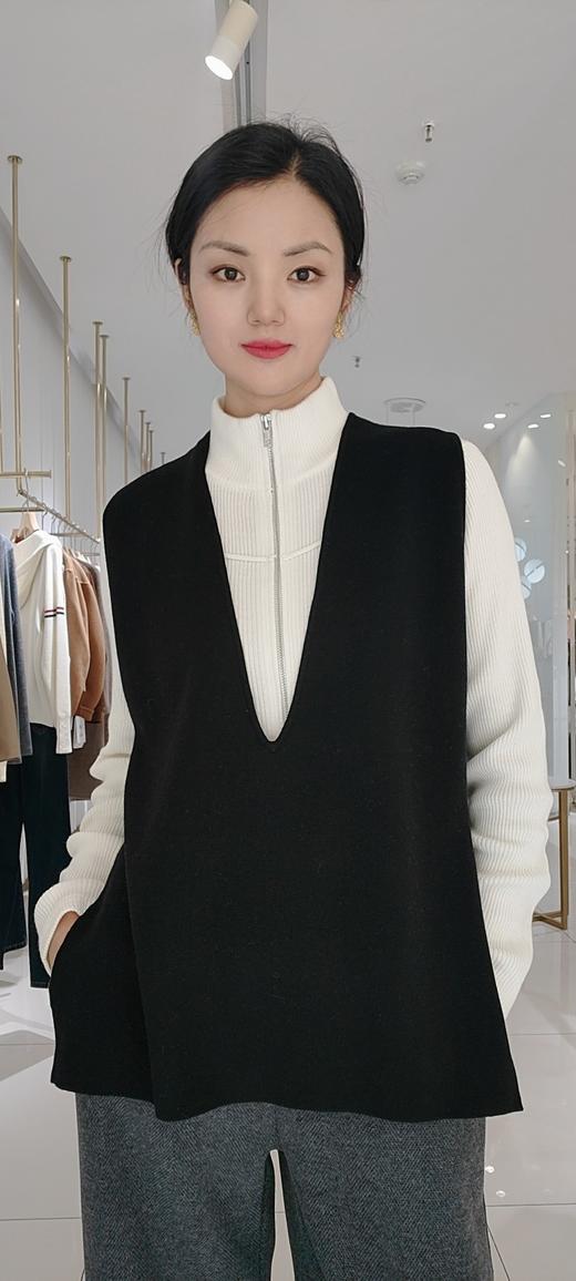 482423秋冬款 双头拉链针织毛衣开衫外套 白色/灰色 商品图2