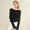 复古摩登设计感亮丝烫钻荡领长袖T恤女针织上衣V4243199 商品缩略图3