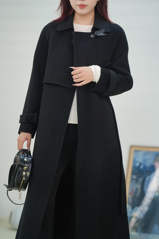 【XS2】GIMING黑色气质大衣【94.9%绵羊毛5.1%山羊绒】G2410D031101A 商品图4