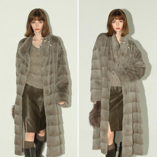 COCOBELLA高奢段染软糯丰盈环保皮草外套女冬长款大衣FU3002 商品图2