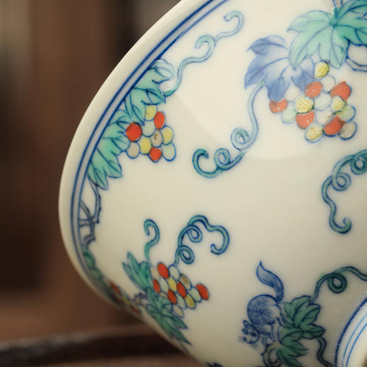 涂杏花斗彩松鼠葡萄杯 商品图7