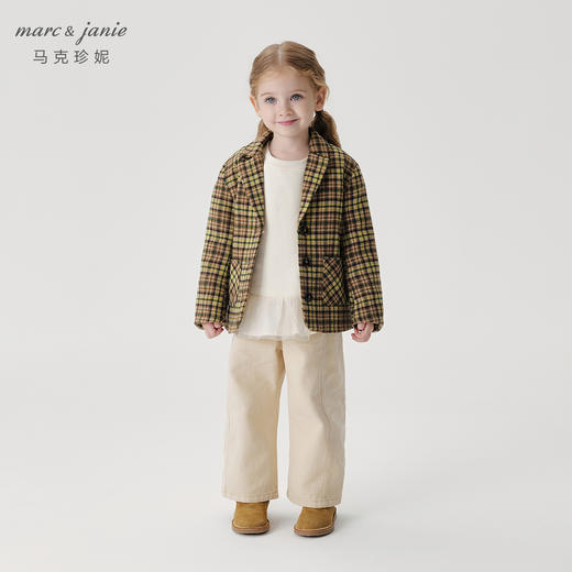 marcjanie马克珍妮秋装新款 女童绿色格纹西装外套221577 商品图1