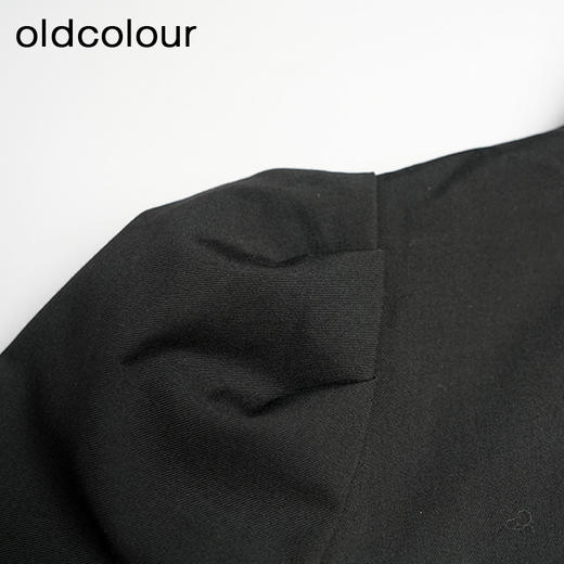 oldcolour黑色气质百搭高级感翻领短款长袖针织拼接衬衫女GN31013804 商品图4