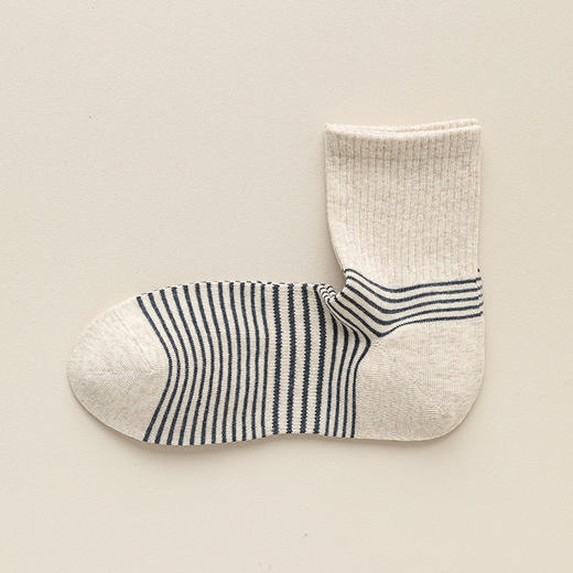 【直角条纹男精梳棉袜】男士直角长袜条纹秋冬厚款袜子高含棉长筒袜无骨保暖 商品图3