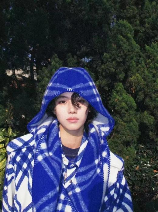 巴家 格纹羊毛连帽围巾 商品图2