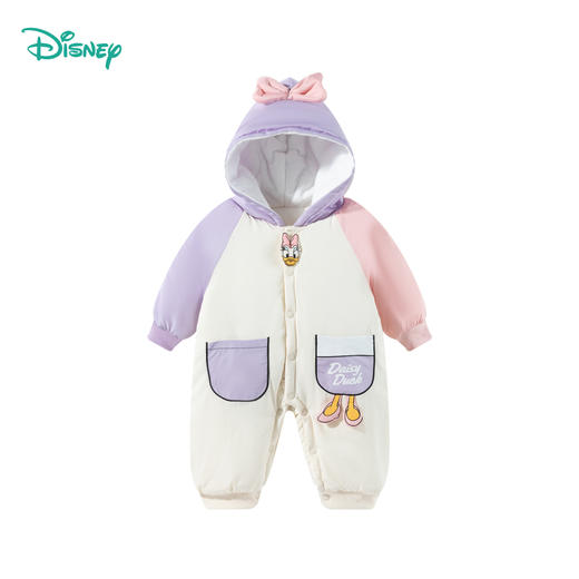 迪士尼宝宝（Disney Baby）男女儿童夹棉卡通米妮连帽连体衣休闲舒适保暖外套24年秋冬季新款ZD4DL013 商品图3