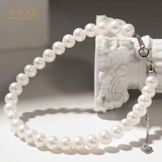 百搭优雅简约气质时尚素款珠宝珍珠手链5-6mm淡水珍珠银s925镶嵌近圆 商品图0