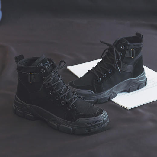 【秋冬新款马丁靴】学生百搭骑士短筒高帮小短靴 chic帆布鞋登山女鞋 商品图1