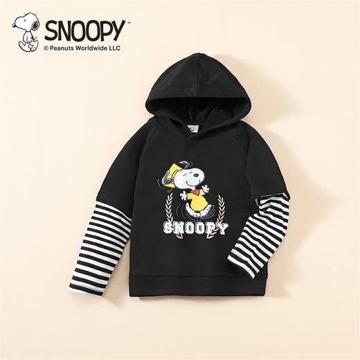 【团购秒杀】SNOOPY史努比童装秋冬纯棉带帽卫衣1拼接条纹上衣110-150 SF3308008 商品图2