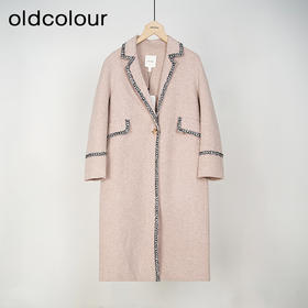 oldcolour冬季气质显瘦设计感保暖双面手工呢料长外套大衣女DL43156317