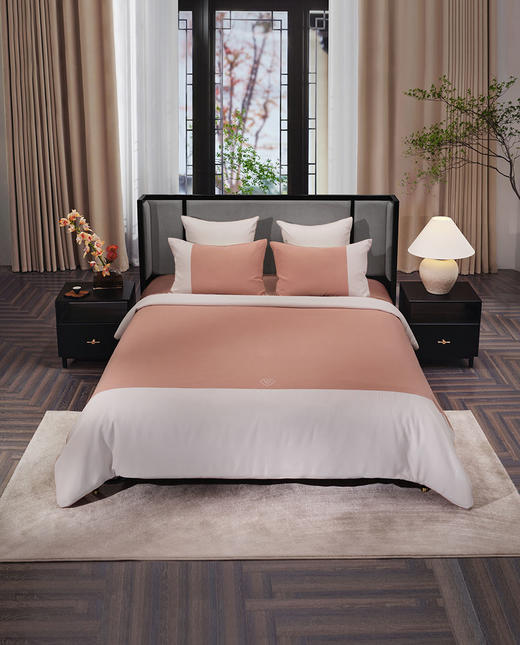 皇锦28姆米重磅棉感真丝双人被套四件套-四季合意 商品图2