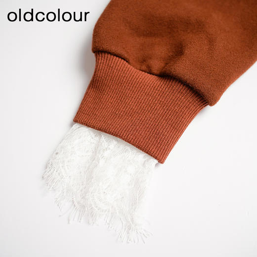 oldcolour休闲简约气质设计感蕾丝拼接长袖卫衣连衣裙女L41103143 商品图3