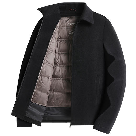 【100%羊毛】【可脱卸鹅绒内胆】【新款DLC】大依优型品质双面呢羊毛呢翻领外套商务夹克男宽松加肥加大码上衣胖子正装休闲 商品图9