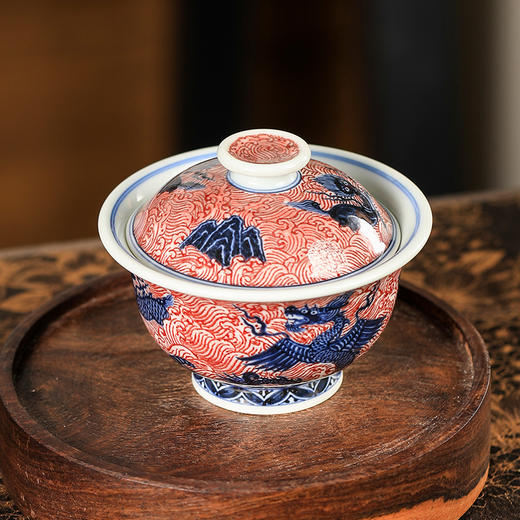 永明尚玩釉里红明海八怪二才盖碗 商品图3