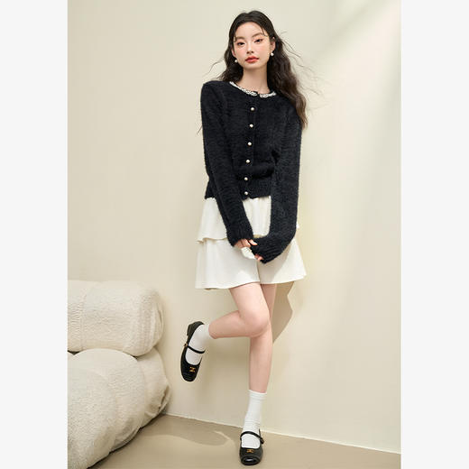西遇重工镶钻圆领针织开衫女新款千金风高级感毛衣外套14342656 商品图3