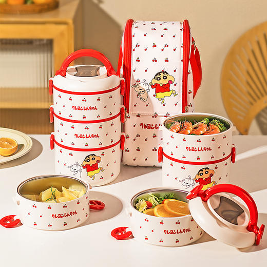 摩登主妇&蜡笔小新 分格保温饭盒上班族带饭可微波炉加热餐盒 商品图0