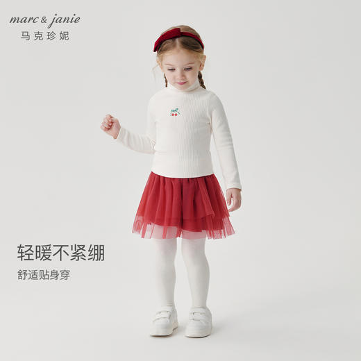 [科技发热]马克珍妮女童绣花半高领打底衫儿童T恤宝宝冬装241529 商品图2