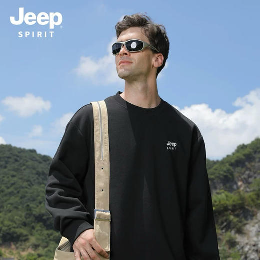 jeep情侣复古卫衣丨怀旧随性 舒适体感 圆领套头运动上衣 商品图5