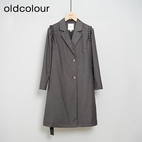 oldcolour春秋款灰色高级感气质通勤长袖西装连衣裙女GN31103877