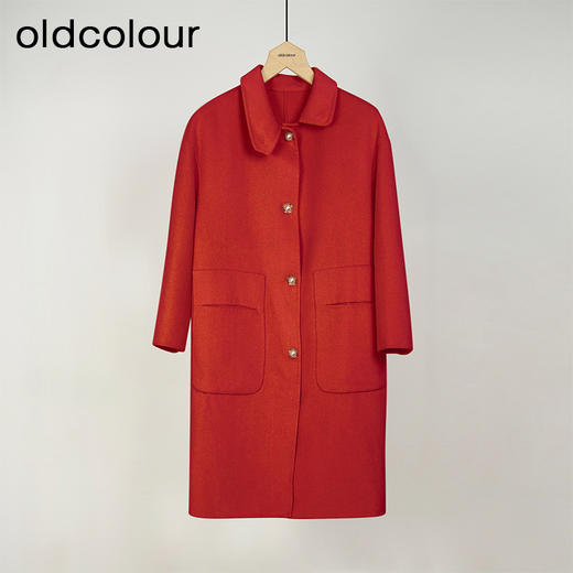 oldcolour冬季简约气质通勤显瘦直筒长款手工呢料长外套女GL41156971 商品图1