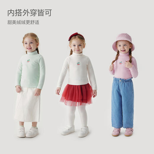 [科技发热]马克珍妮女童绣花半高领打底衫儿童T恤宝宝冬装241529 商品图1