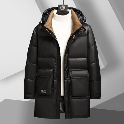 【可拆卸帽】【鹅绒服】【新款DSF】大依优型大码鹅绒中长款羽绒服外套休闲胖子大码男休闲宽松加肥加大上衣 商品图5