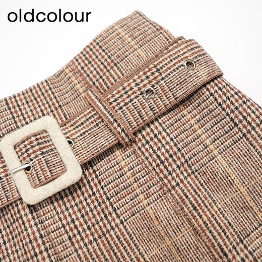 oldcolour冬季高腰显瘦A字格子气质通勤百搭短款半身裙女L42061275 商品图2