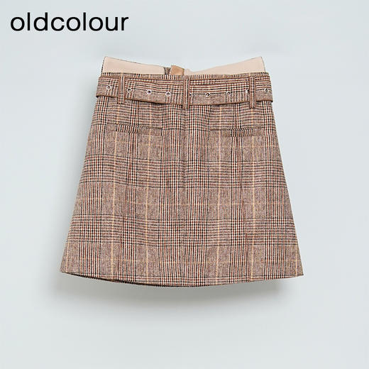 oldcolour冬季高腰显瘦A字格子气质通勤百搭短款半身裙女L42061275 商品图1