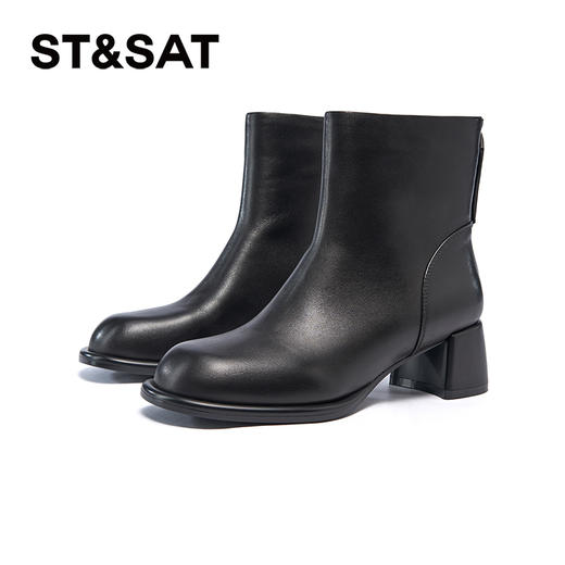 【绒里可选】星期六气质简约通勤粗跟短靴SSC4116438/SSC4118438 商品图5