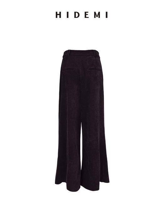 HIDEMI 深邃紫进口垂顺丝绒压褶显瘦超模裤阔腿裤 商品图2