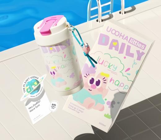 uooha多巴胺纯钛内胆保温杯-可爱每一天（米白） 商品图1