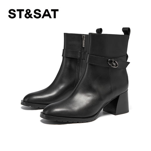 星期六时尚简约通勤气质粗跟短靴SSC4118468 商品图4