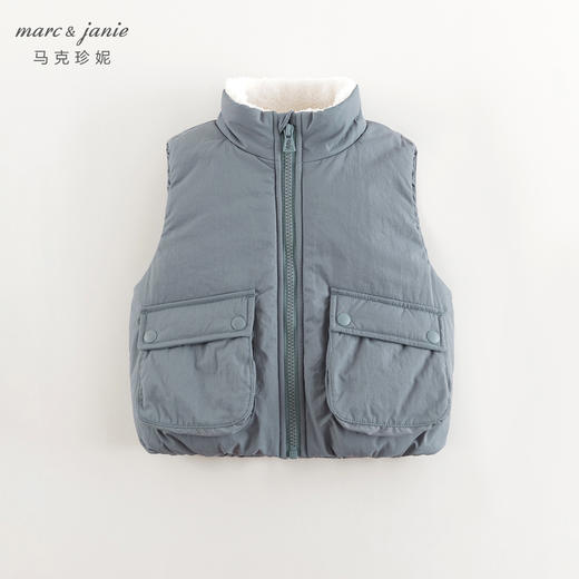 马克珍妮男女童大口袋立领加绒马甲儿童外套2024年秋冬新款241516 商品图2